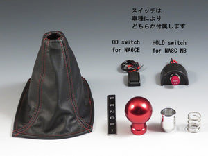 Shift knob, Real leather shift boots, switch for Eunos Mazda Roadster (NA, NB) (for automatic cars) 